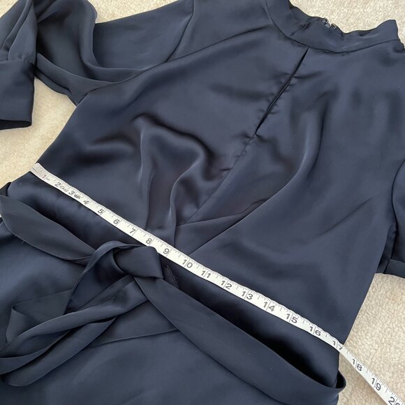 Banana Republic Factory Blue Satin Long Sleeve Dress 16 - Picture 6 of 9